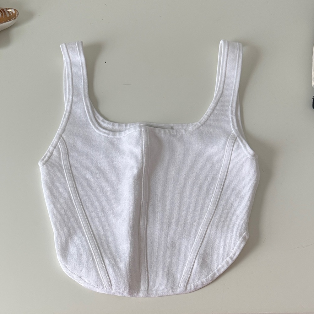 Aritzia White Structured Crop Top